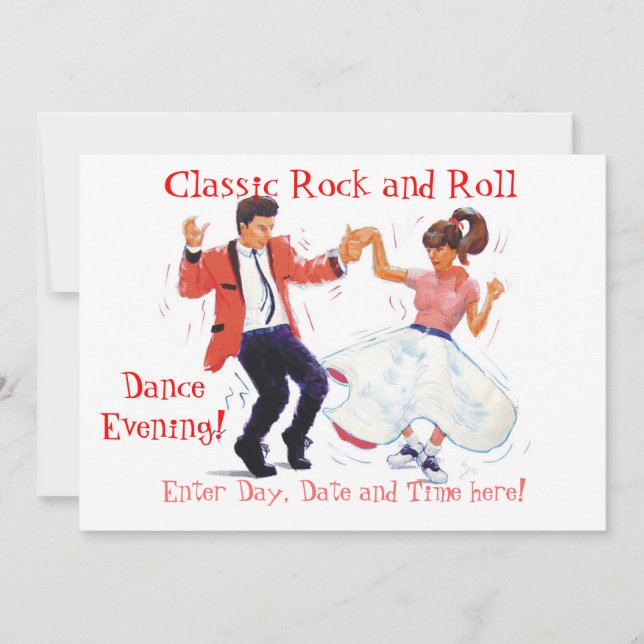Classic Rock and Roll  Jive Dancing Invitation (Front)