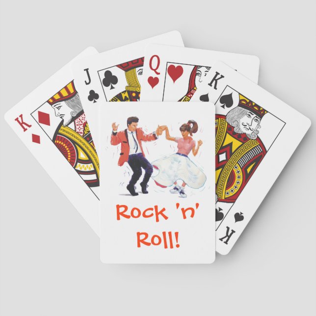 Classic Rock & Roll Teddy Boy Poodle Skirt Dancers Playing Cards (Back)