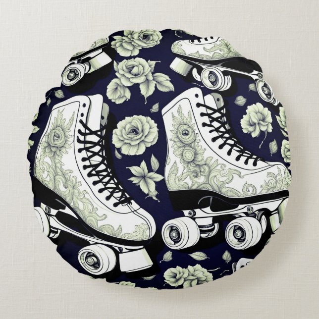 Classic Roller Skates Art  Round Pillow (Front)