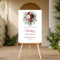 Classic Romance Deep Red Floral Welcome Poster