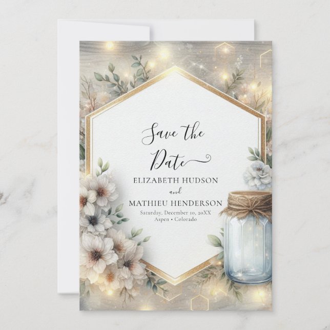 Classic Romance Mason Jar Wedding Save The Date (Front)