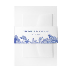 Classic Romantic Blue and White Floral Wedding I Invitation Belly Band