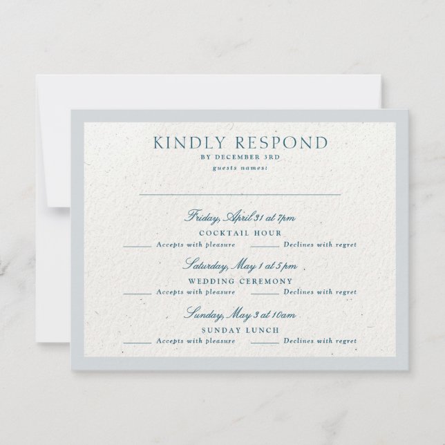 Classic Romantic Cotswolds Winter Blue Multi Event RSVP Card (Front)