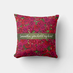 Classic Romantic Red Rose Love Theme Throw Pillow