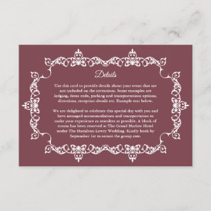Classic Romantic Rosewood Ornately Framed Wedding Enclosure Card