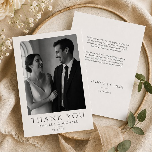 Classic Romantic Wedding Photo Card With Message (Creator Uploaded)