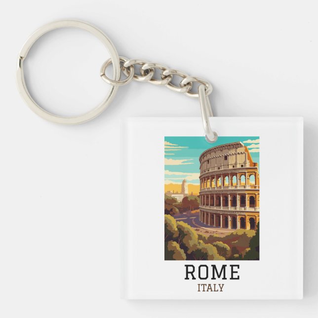 Classic Rome Italy Colosseum Historic Keychain (Front)