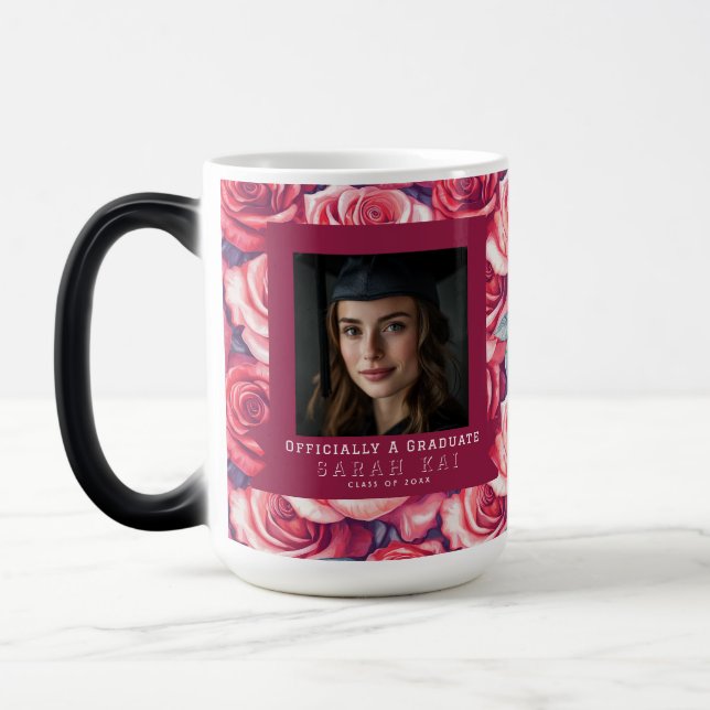 Classic Rose Floral Gift For Him Grad Magic Mug (Left)