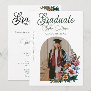 Classic Rose Flower Garden Photo Graduation Invitation