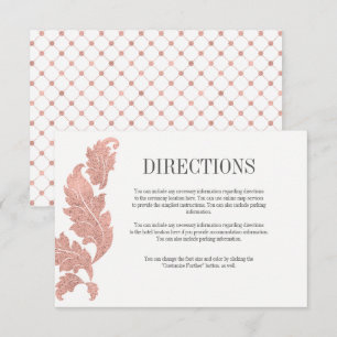 Classic Rose Gold Crest Wedding Directions Card
