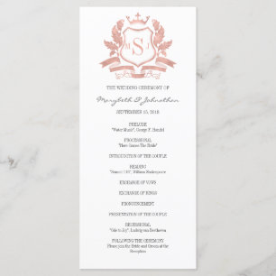 Classic Rose Gold Crest Wedding Program