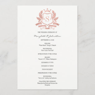 Classic Rose Gold Crest Wedding Program