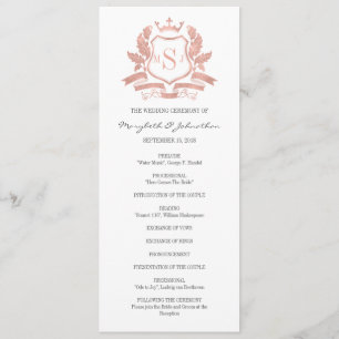 Classic Rose Gold Crest Wedding Program