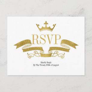 Classic Rose Gold Crest Wedding RSVP Postcard