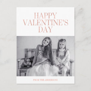 Classic Rose Gold Foil Valentine Photo Postcard