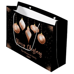 Classic Rose Gold Ornament Christmas Large Gift Bag