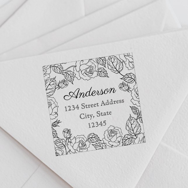 Classic Roses Family Name Return Address Self-inking Stamp (Creator Uploaded)
