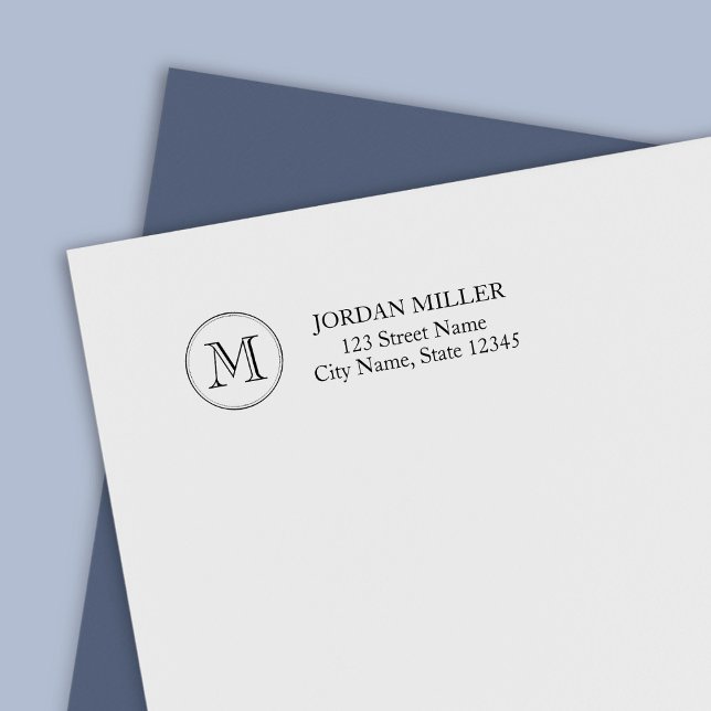 Classic Round Border Monogram Name Address Self-inking Stamp (Creator Uploaded)