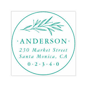 Classic Round Botanical Family Name Return Address Self-inking Stamp