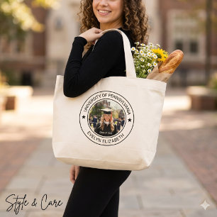 Classic Round Graduate Modern Script Jumbo Large Tote Bag