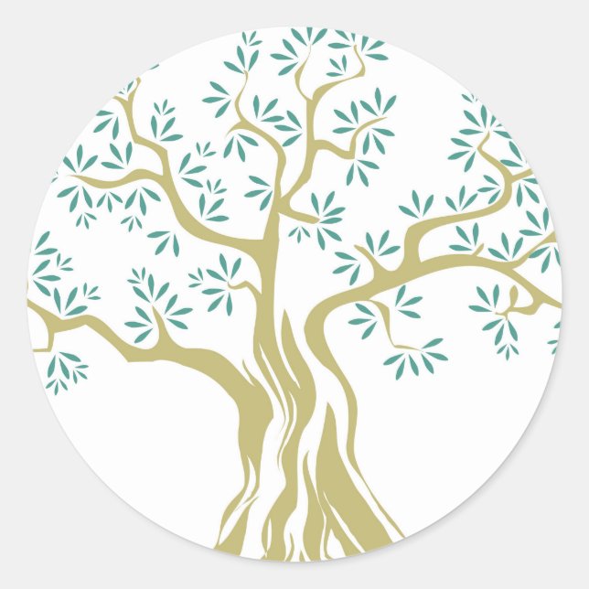 Classic Round Olive Tree Sticker Botanical Nature (Front)