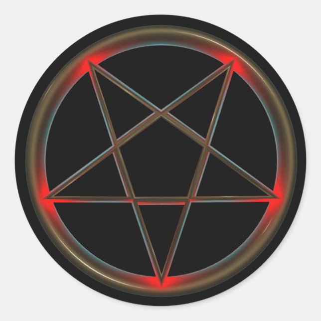 Classic Round Pentagram Sticker, Glossy Classic Round Sticker (Front)