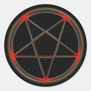 Classic Round Pentagram Sticker, Glossy Sticker