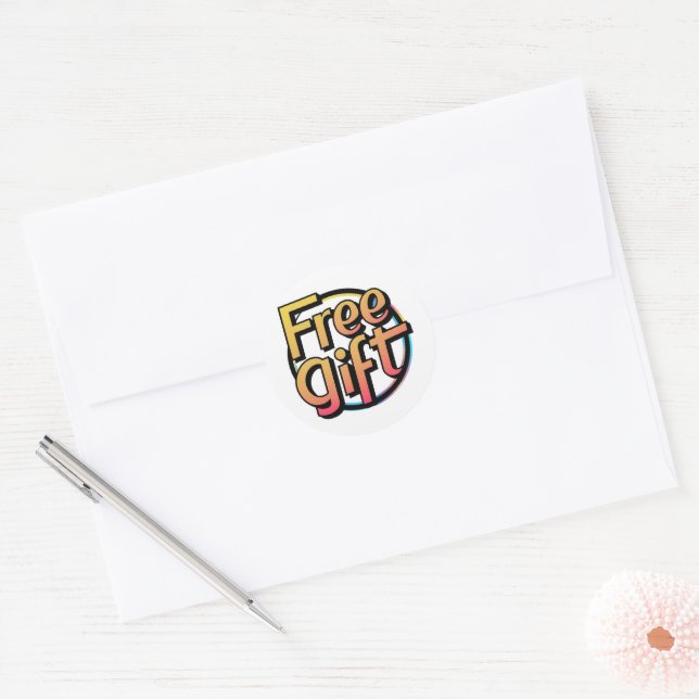 Classic Round Sticker Beautiful Free Gift design (Envelope)