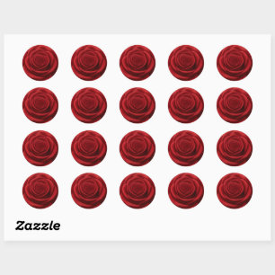 Classic Round Sticker - Red Rose Flower