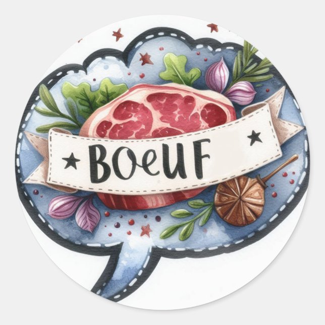 Classic round stickers (Beef) (Front)