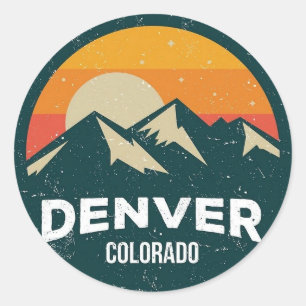 Classic Round Stickers – Denver Colorado Mountain 
