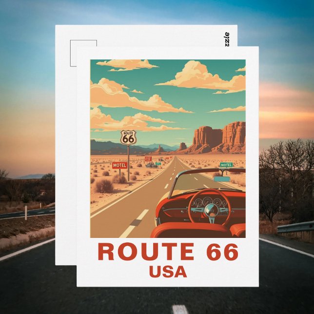 Classic Route 66 Road Trip Vintage Postcard (Classic Route 66 Road Trip Vintage Postcard)
