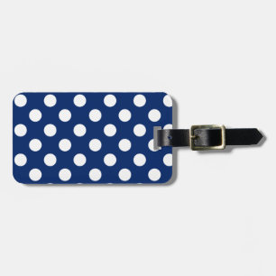 Classic Royal Blue Big White Polka Dot Pattern Luggage Tag