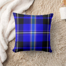 Classic Royal Blue Black Plaid Decorative Pillow