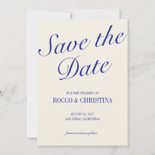 Classic Royal Blue Save the Date Card