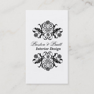Classic Royal Damask  Black White Professional Business Card