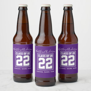 Classic Royal Purple Graduation Beer Bottle Label