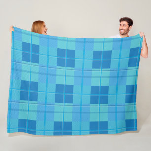 Classic Royal Sky Blue Plaid Aesthetic Fleece Blanket