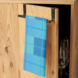 Classic Royal Sky Blue Plaid Aesthetic Kitchen Towel