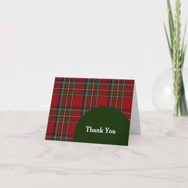 Classic Royal Stewart Plaid Thank You Note Card (Front)