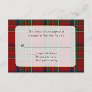 Classic Royal Stewart Plaid Wedding RSVP Card