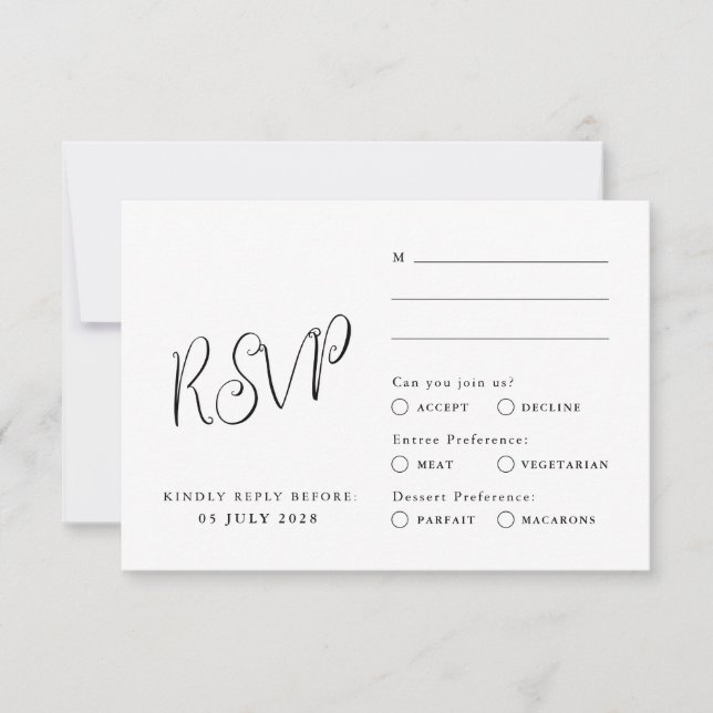 Classic Rsvp card, elegant style, minimalistic  (Front)