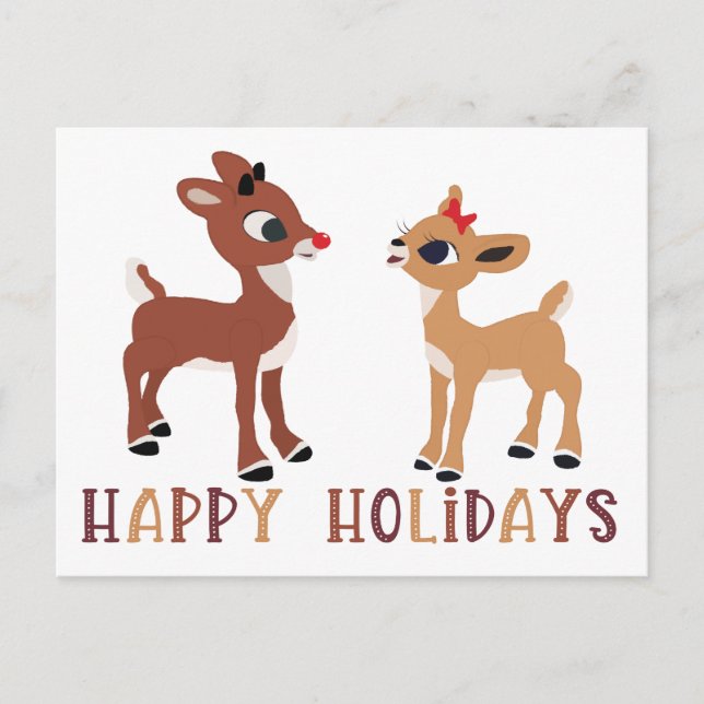Classic Rudolph and Clarice Reindeer Postcard (Front)