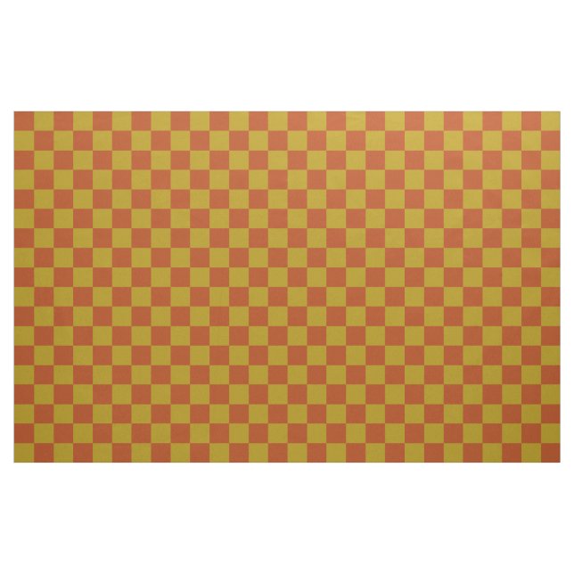 Classic Rust and Gold Chequerboard Pattern Fabric (Yard)