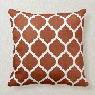Classic Rust and White Trellis Quatrefoil Throw Pillow