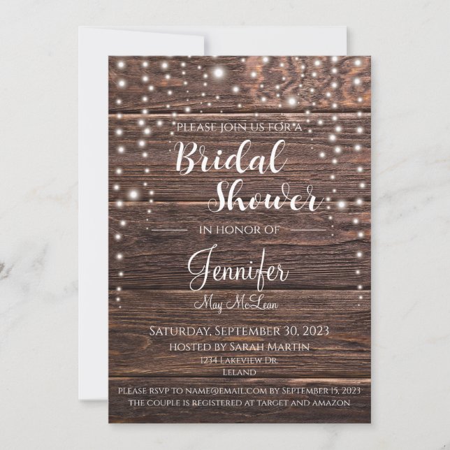 Classic Rustic Bridal Shower Invitation (Front)
