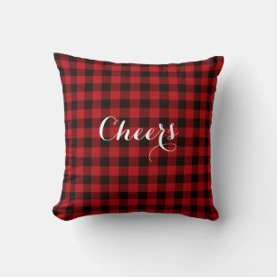 Classic rustic country red black plaid - cheers throw pillow