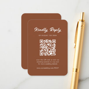 Classic Rustic Terracotta QR Code Wedding RSVP Enclosure Card