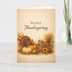 Classic Rustic Thanksgiving Turkey Harvest  Card