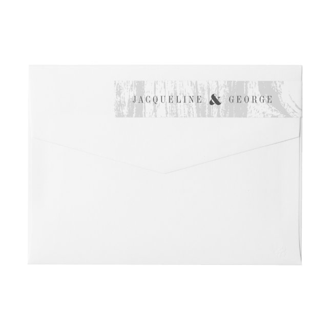Classic Rustic Wood Grain White Winter Wedding Wrap Around Label (Back)